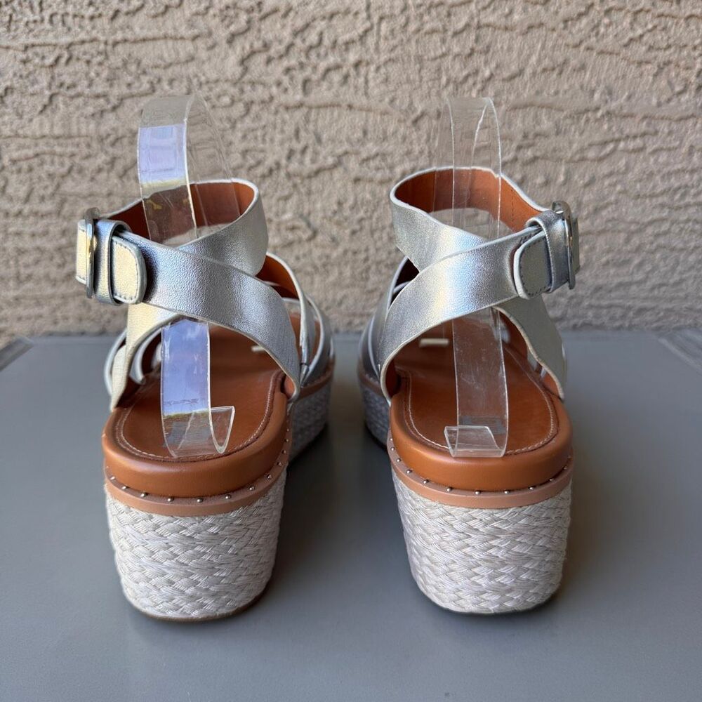 FitFlop Eloise Wedge Sandals Womens Size 8 Silver Platform Espadrille Strappy - Picture 4 of 15